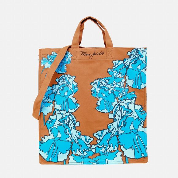 NWT Marc Jacobs Brown Blue Pansy Floral Crossbody Tote Bag - Picture 4 of 11